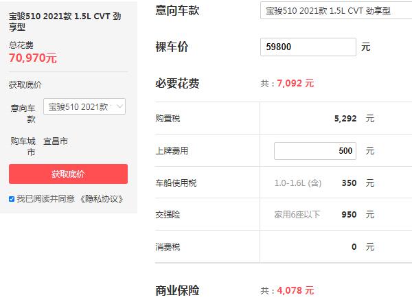 宝骏510新款自动挡价格 最低裸车价仅售5.98万元