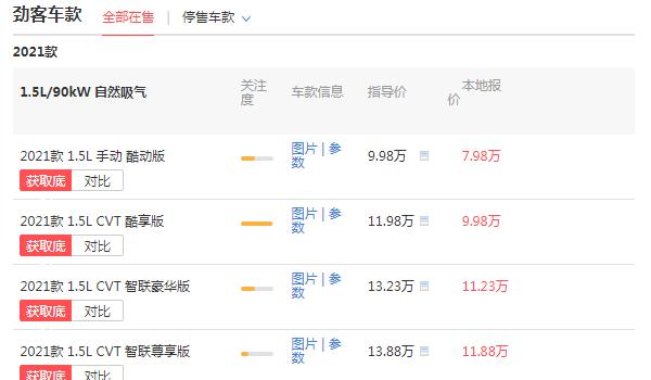 劲客手动挡落地价多少 落地价9万，相当便宜