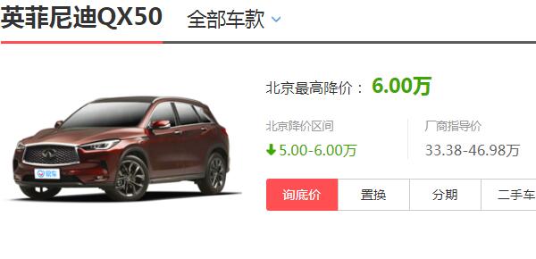 英菲尼迪qx50降价22万 最新优惠降价高达6万元