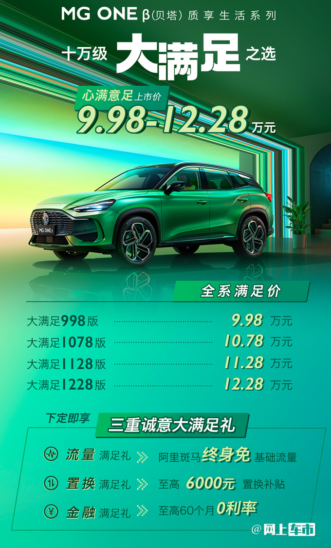 MG ONE新车型9.98万起售 比α版便宜8千 享5年0利率