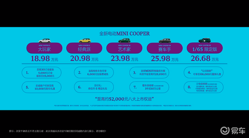 全新电动MINI COOPER正式上市 售价18.98万元起