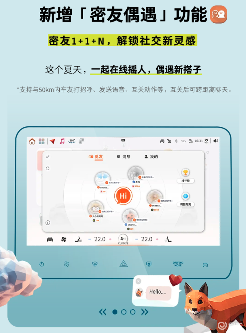 smart推出1.4.0版本OTA升级 新增密友偶遇功能等功能