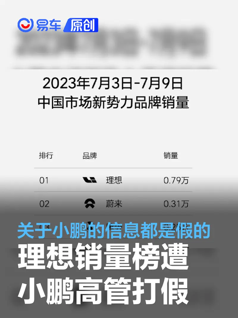 理想周销量榜数据遭小鹏高管#34;打假#34;：关于小鹏的信息都是假的