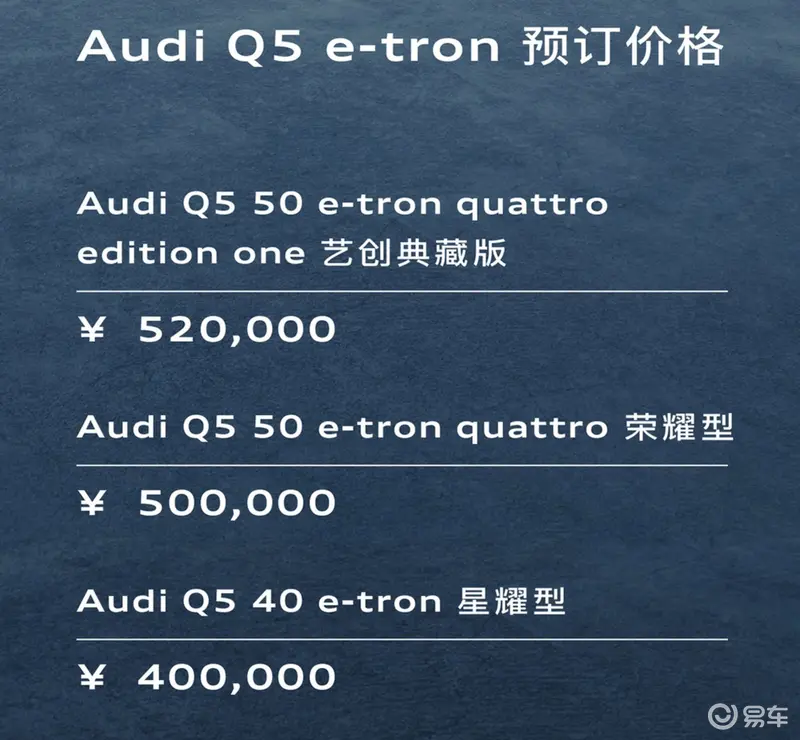 上汽奥迪Q5 e-tron将于明年2月上市交付 预订价40.00万元起