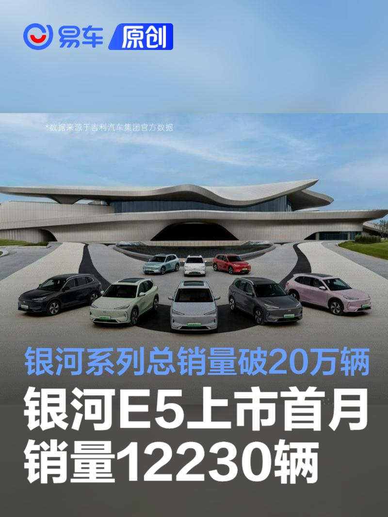 吉利银河E5上市首月销量达12230辆 银河系列总销量突破20万辆