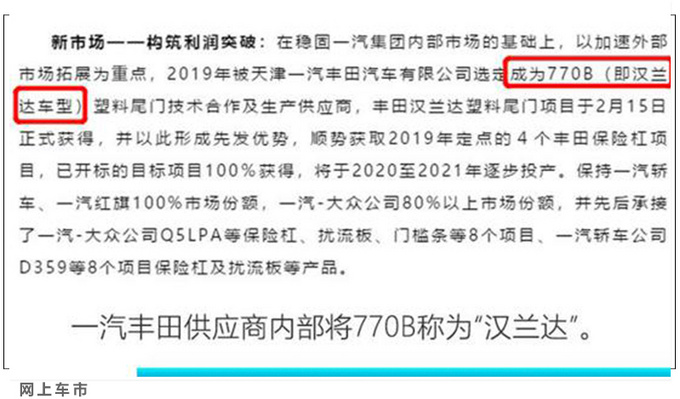 新汉兰达“姊妹车”将在一汽丰田投产 四驱7座+混动