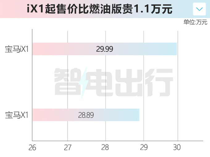 加1.1元买电动版！宝马iX1售29.99万起 iX同款格栅