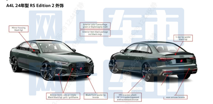 奥迪2024款A4L配置曝光！增RS版 预计32.18万起售