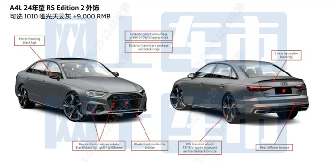 奥迪2024款A4L配置曝光！增RS版 预计32.18万起售