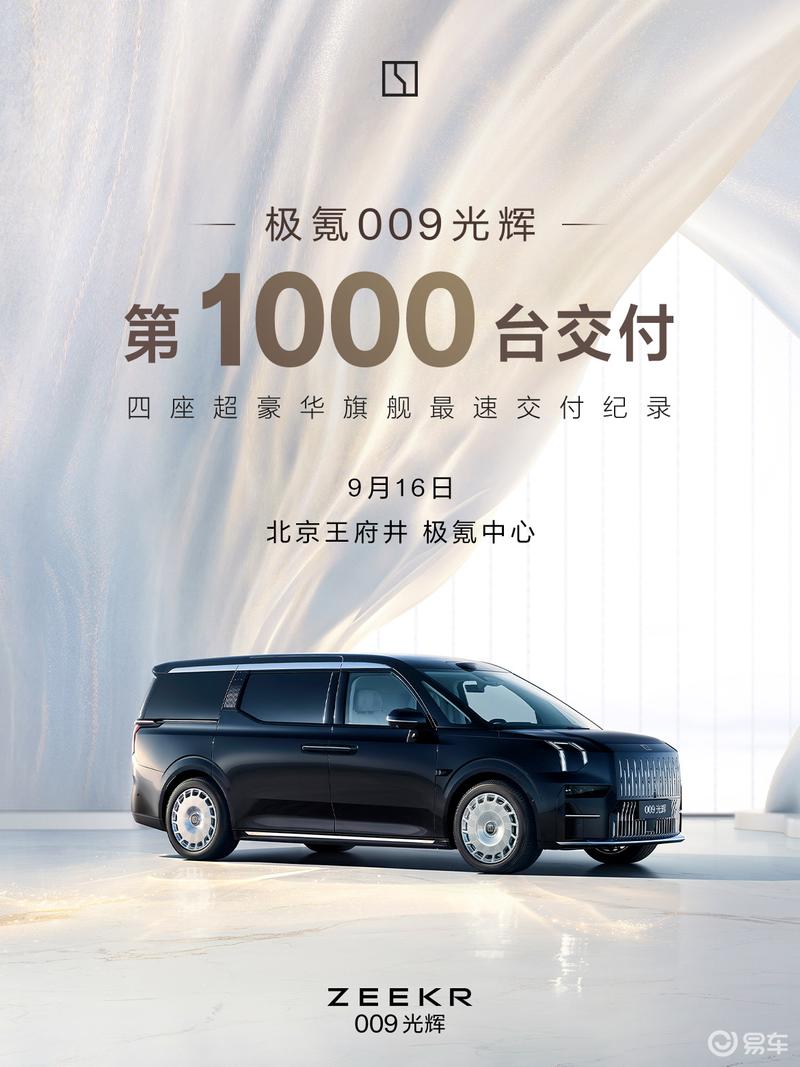 极氪009光辉第1000台交付 售78.9万元/历时115天