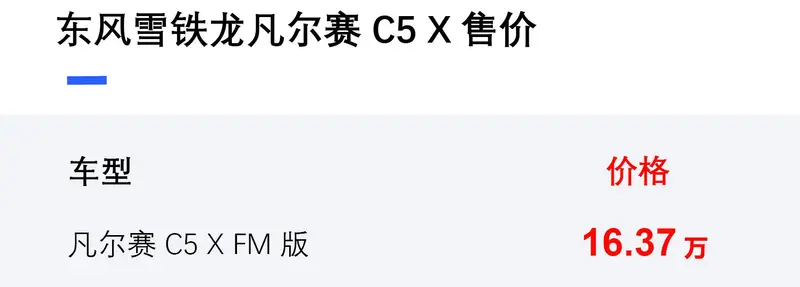 东风雪铁龙凡尔赛C5 X FM版正式上市 售价16.37万