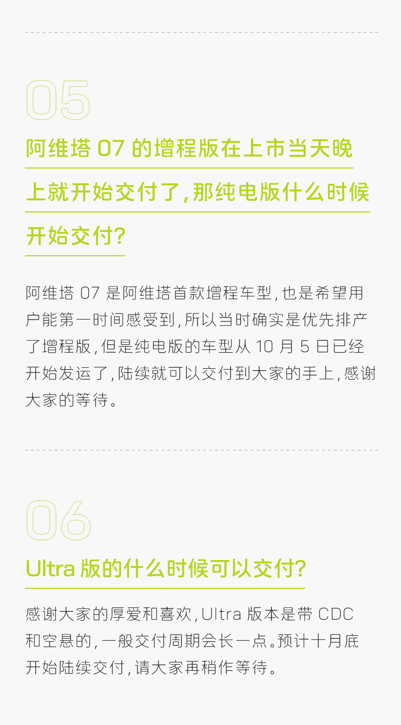 阿维塔07答网友问第四期：超期每天赔付150元