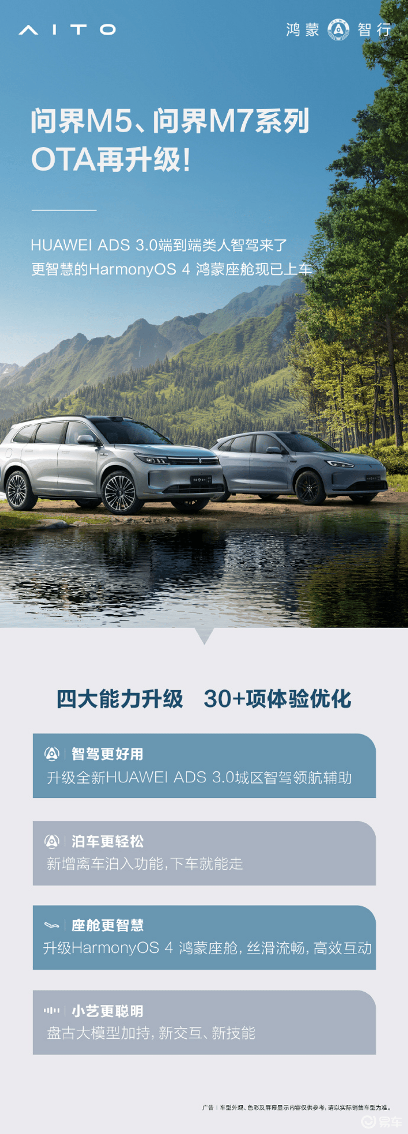 问界M5/M7系列迎OTA升级：ADS 3.0、HarmonyOS 4鸿蒙座舱上车