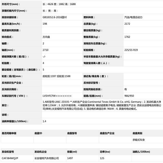 福特锐际插电混动版曝光 1.5T+电机预计19万起