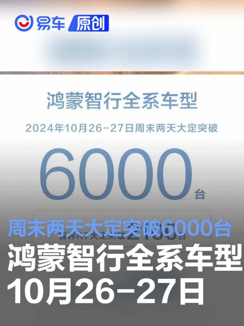 鸿蒙智行全系车型周末大定突破6000台 智界R7大定突破2100台