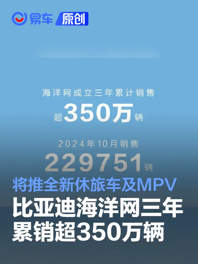 比亚迪张卓：海洋网三年累销超350万辆 将推全新休旅车及MPV