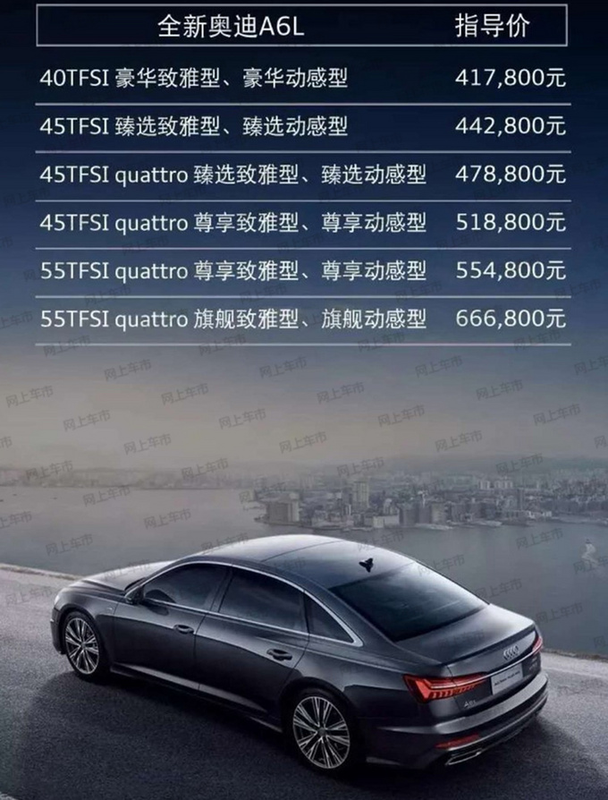 奥迪2020款A6L价格曝光！41.78万起售-涨价1.6万